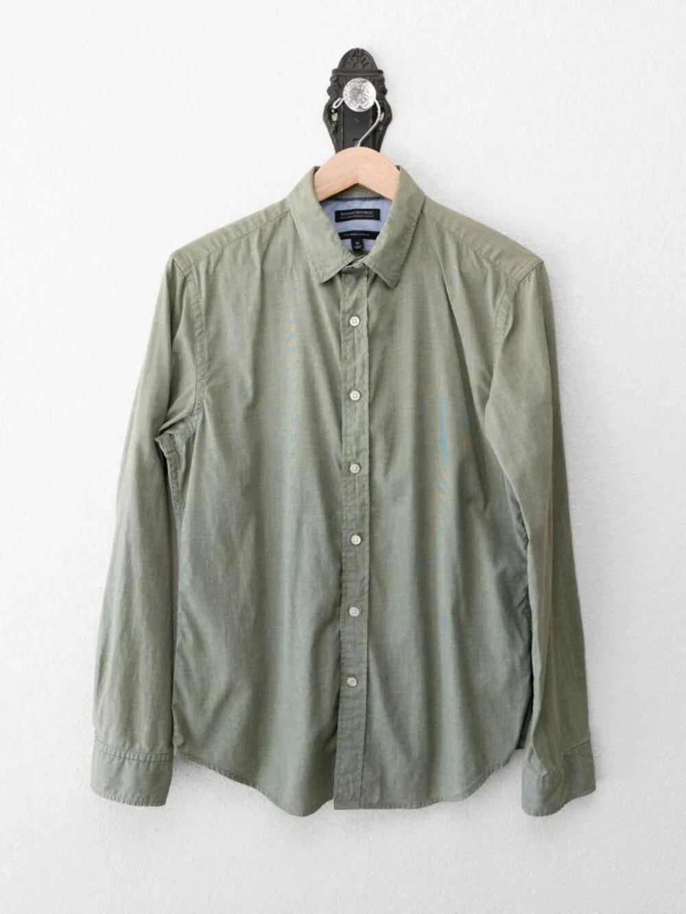 Banana Republic Custom 078 Shirt Mens M Green Tailored Slim Fit Cotton Button Up
